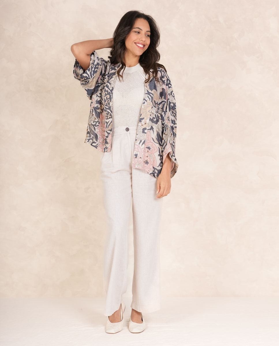 Kimono Curto Cinzento-5