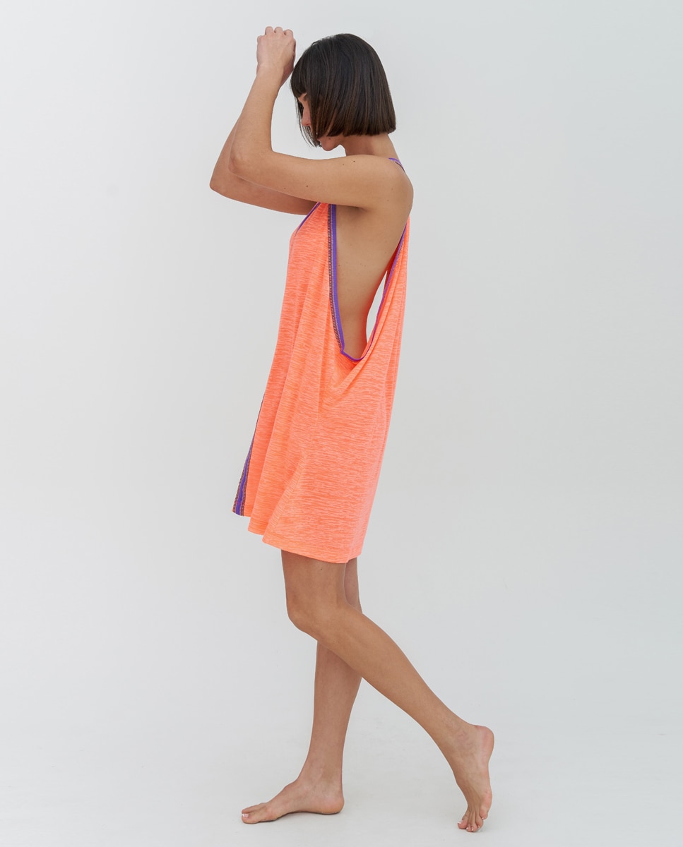 Kaftan de Alças com Detalhe em Contraste - Verde Coral-2