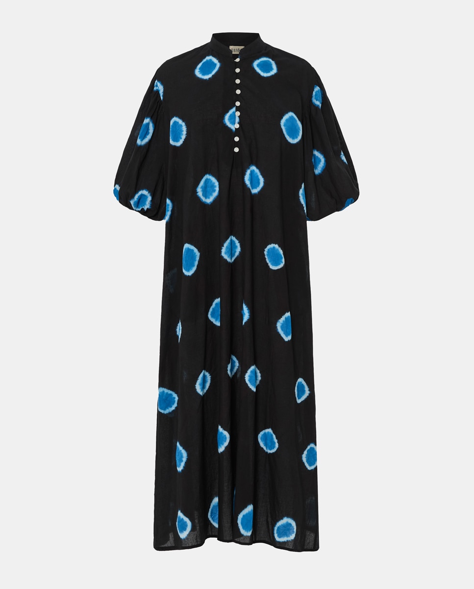 Vestido Kaftan de Algodão Preto-5