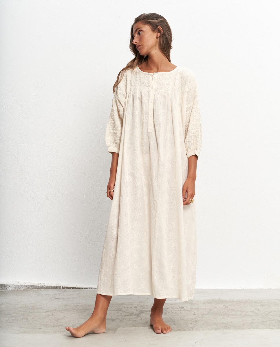 Maxi Vestido Kaftan de Algodão Branco-2