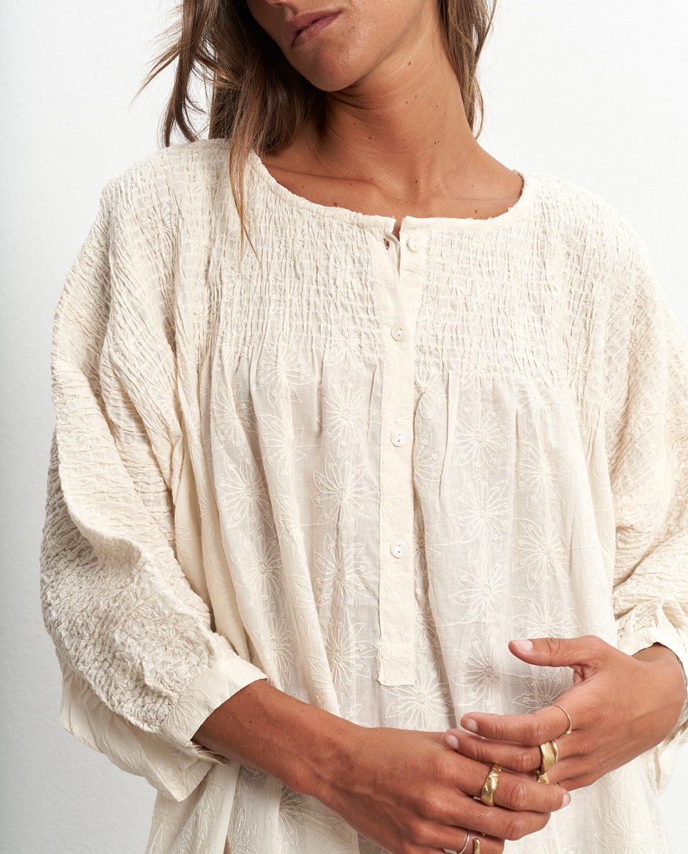 Maxi Vestido Kaftan de Algodão Branco-3