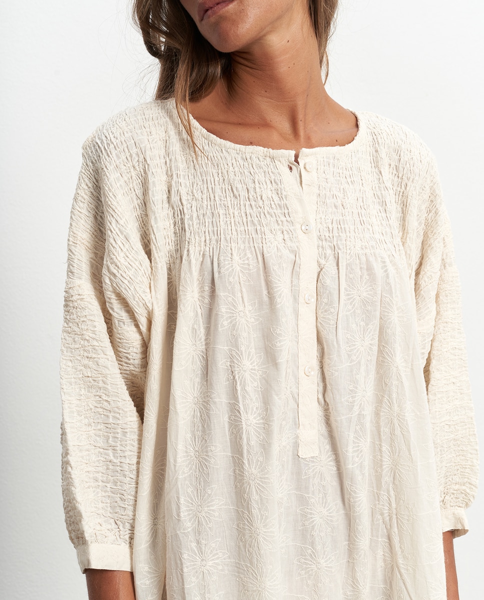 Maxi Vestido Kaftan de Algodão Branco-5