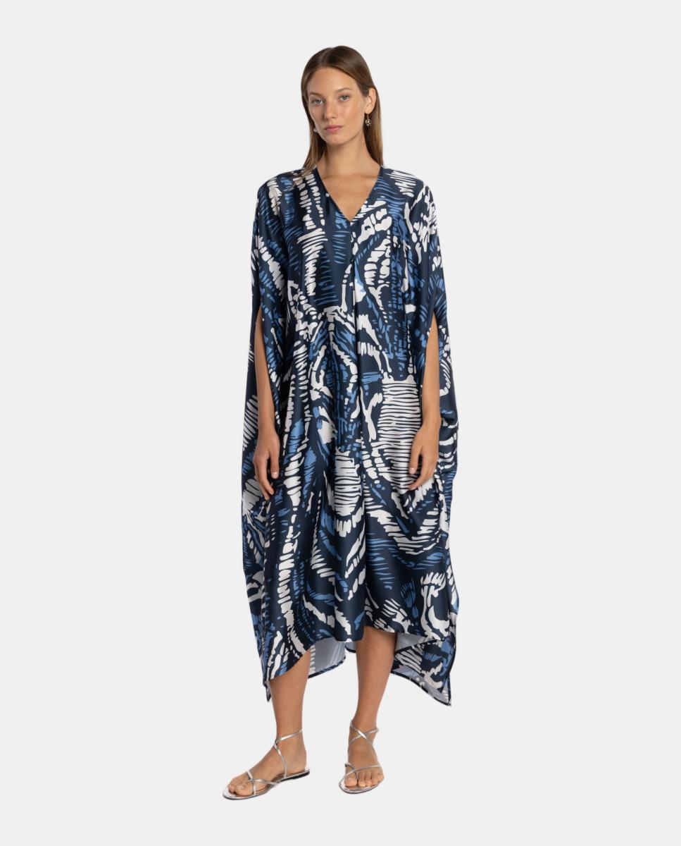 Imagem 0 de Kaftan com Animal Print de Zebra e Prega à Frente com Decote em "V".