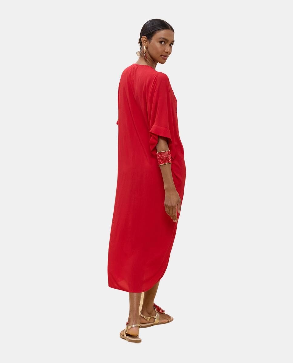 Imagen 2 de Vestido midi de lino anudado - Lola Casademunt - Rojo Rojo