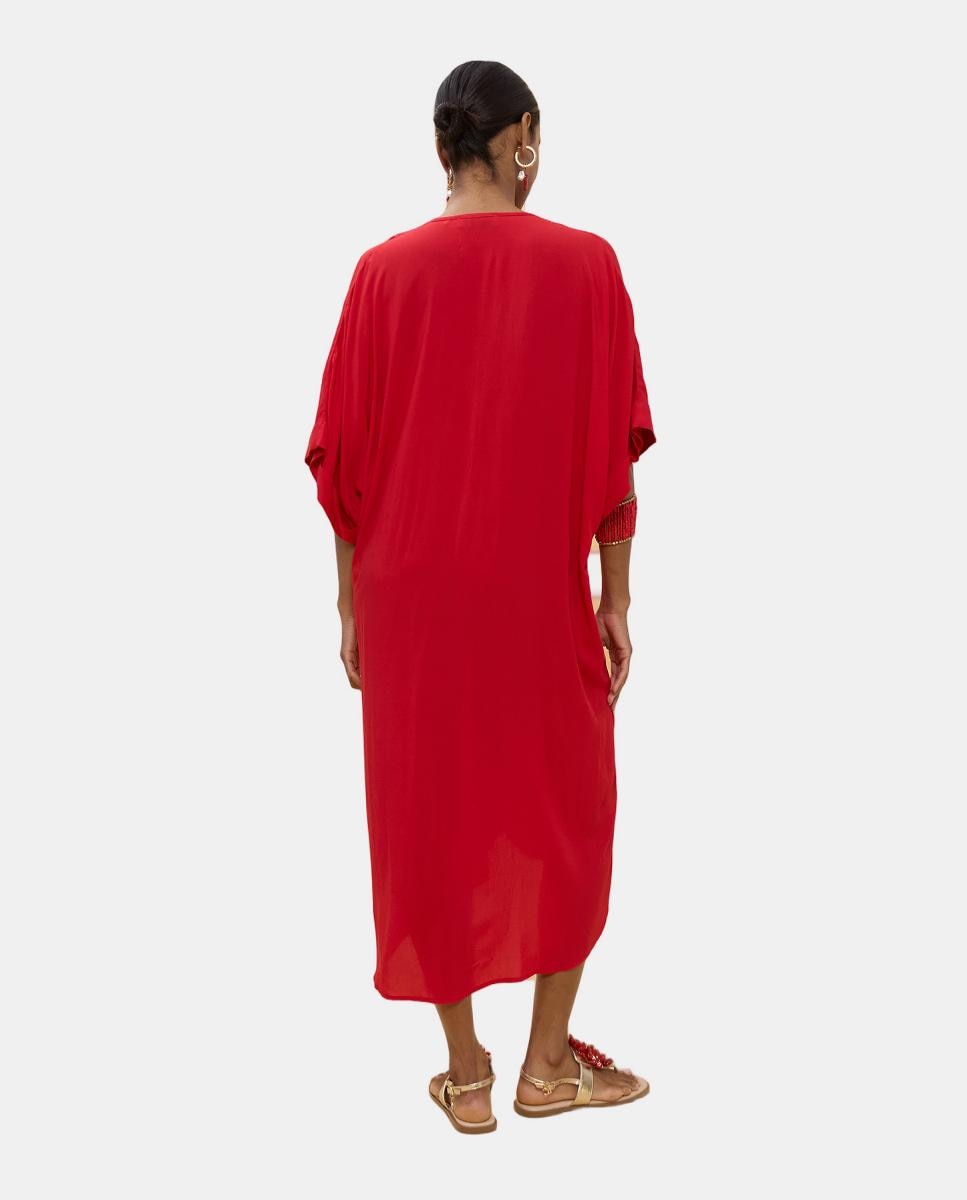 Imagen 4 de Vestido midi de lino anudado - Lola Casademunt - Rojo Rojo
