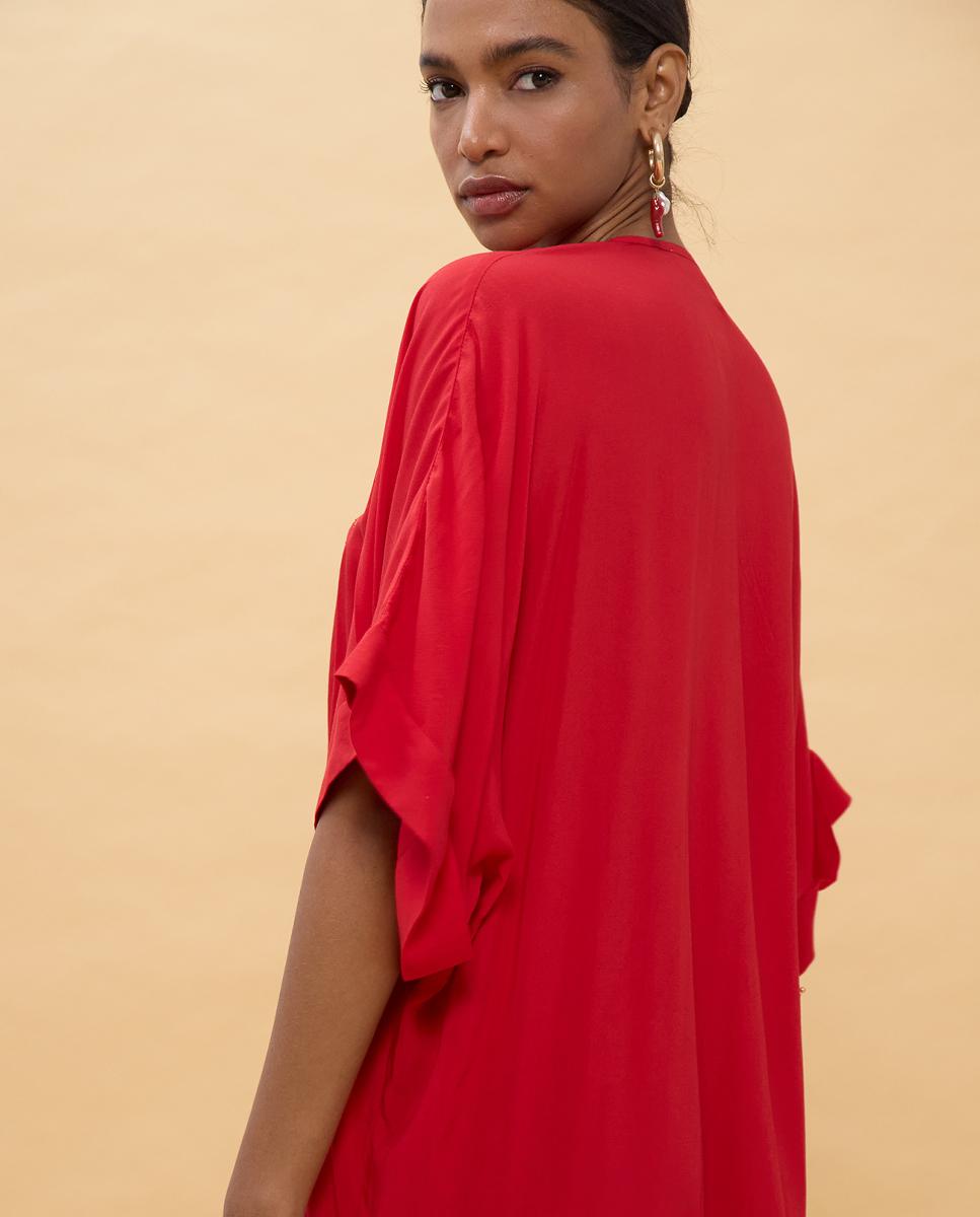 Imagen 5 de Vestido midi de lino anudado - Lola Casademunt - Rojo Rojo