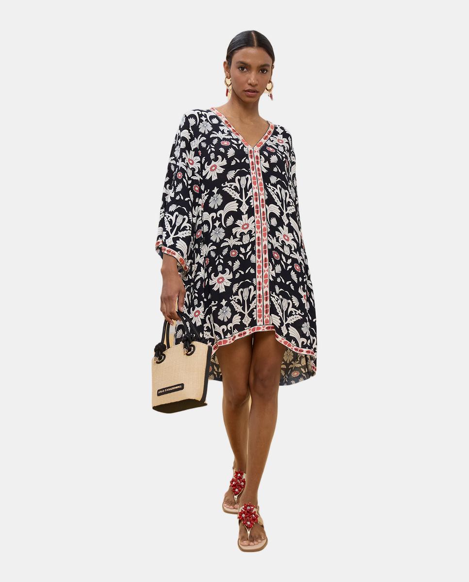 Vestido curto estampado Preto-2