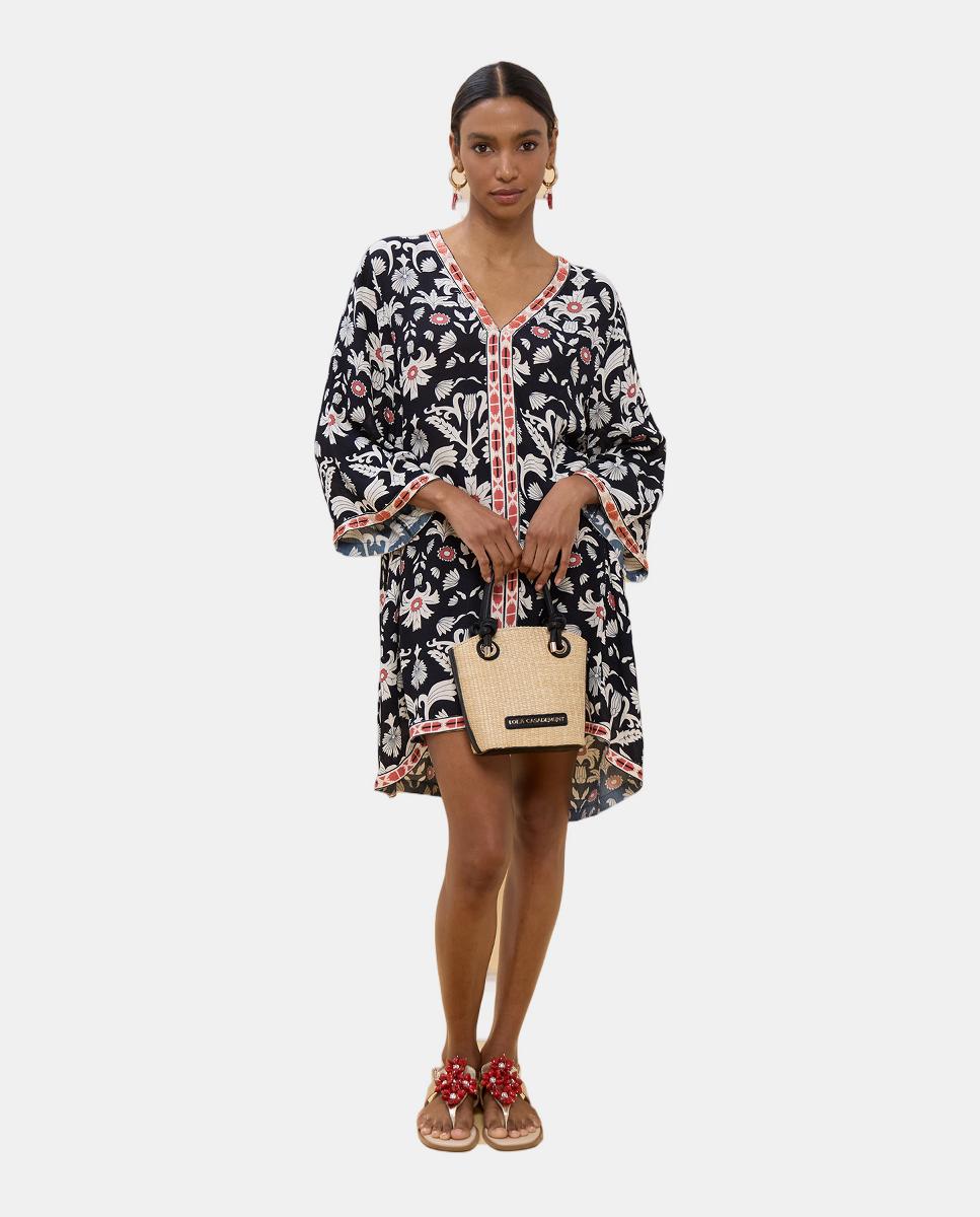 Vestido curto estampado Preto-4