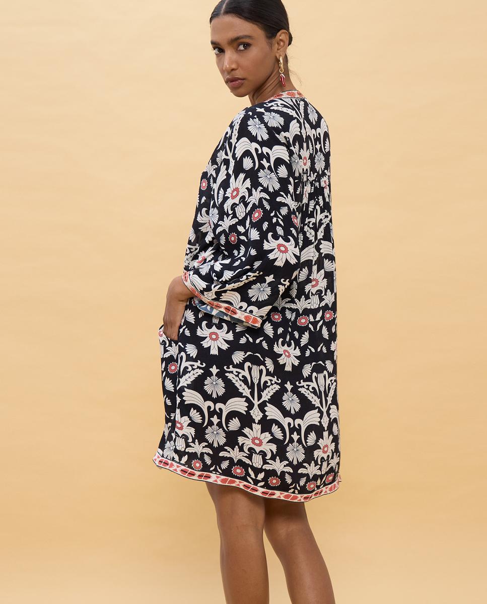 Vestido curto estampado Preto-5