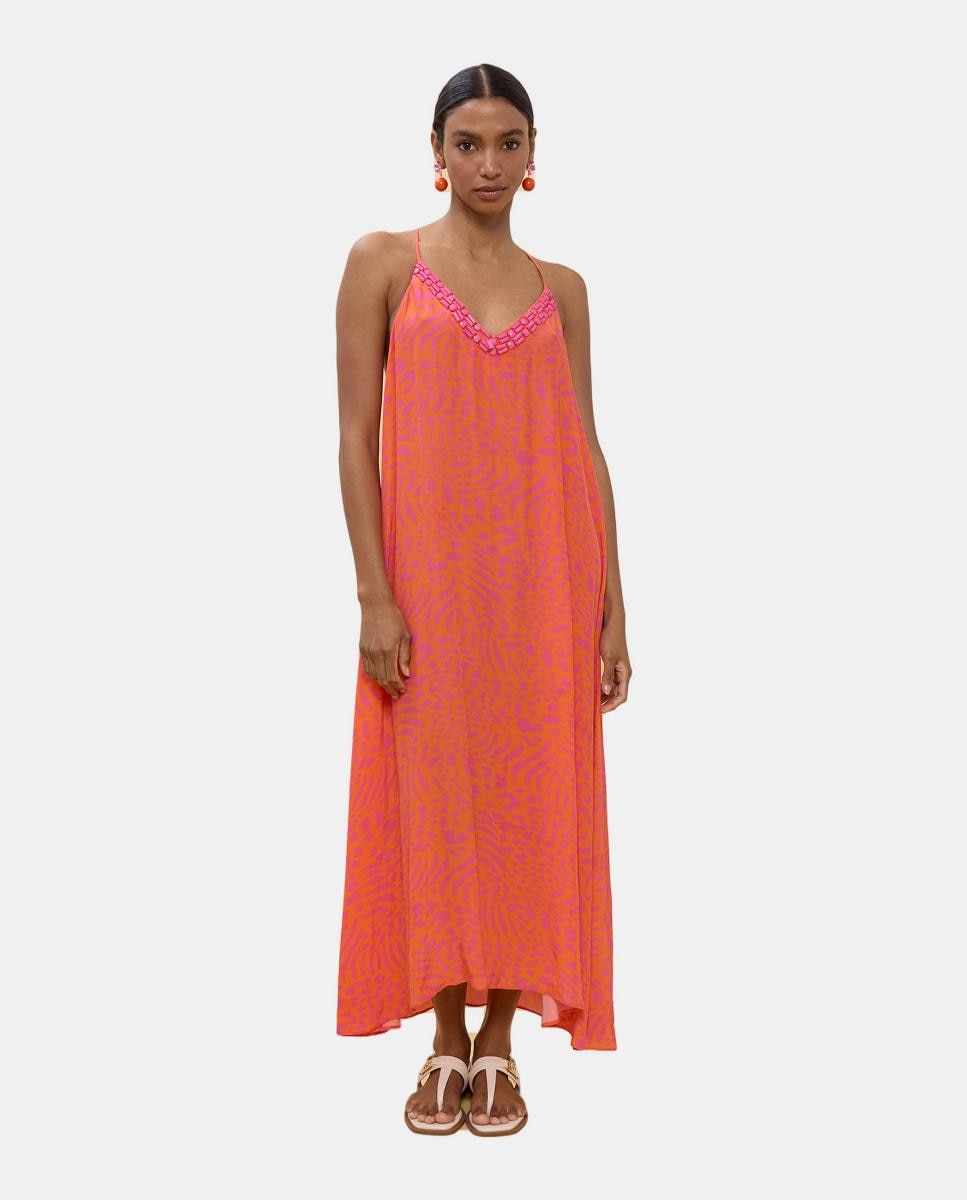 Imagem 0 de Vestido Comprido de Alças com Estampado às Bolinhas