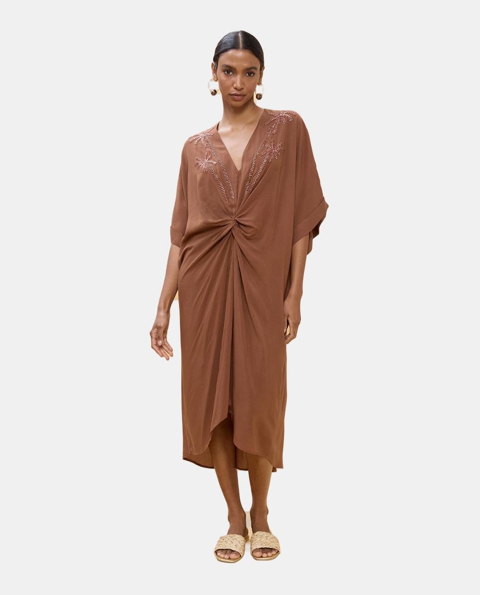 Imagem 0 de Vestido Midi de Linho Atado