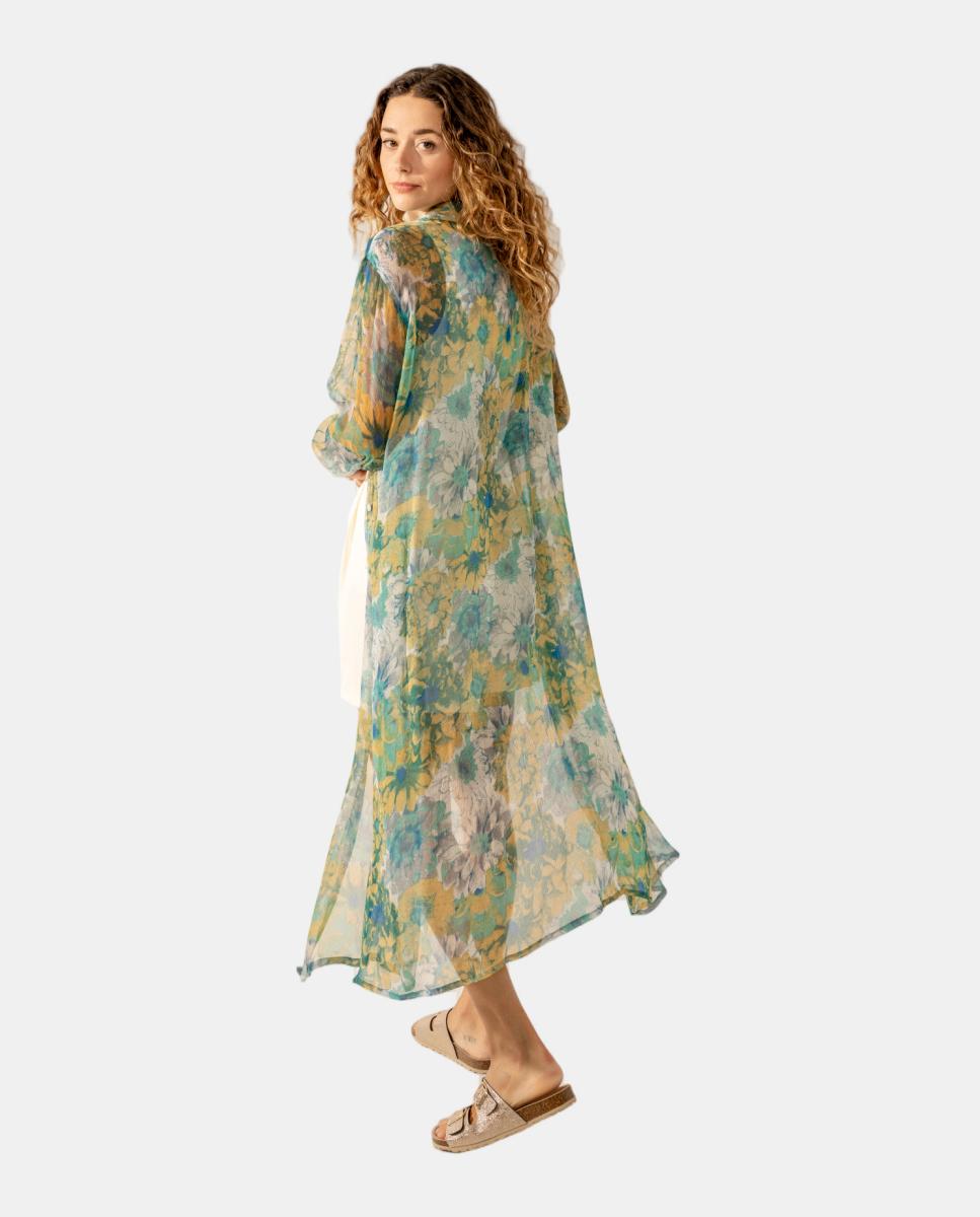 Túnica de Viscose com Estampado Floral Verde-2