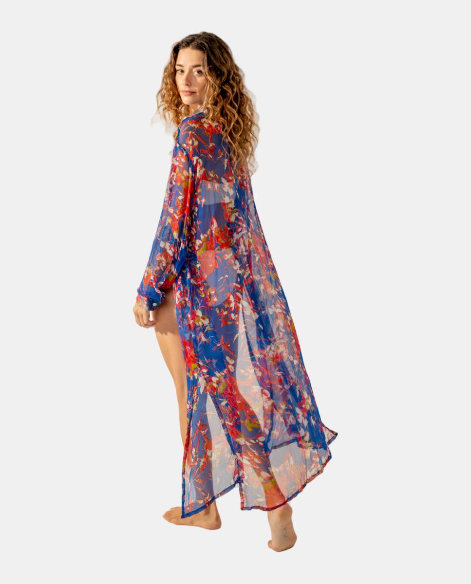 Túnica de Viscose com Estampado Floral Azul-2