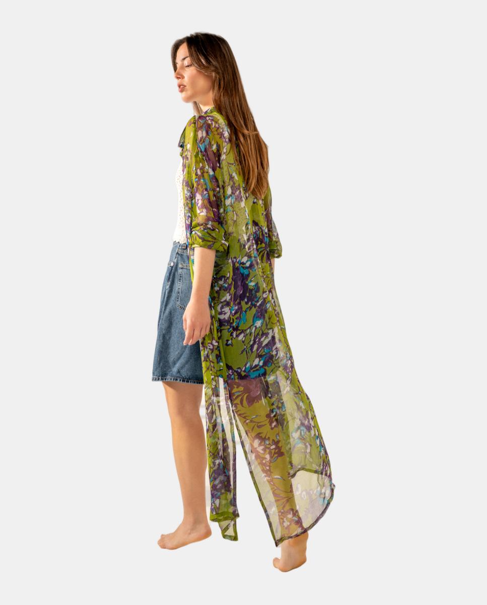 Túnica de Viscose com Estampado Floral Verde-2