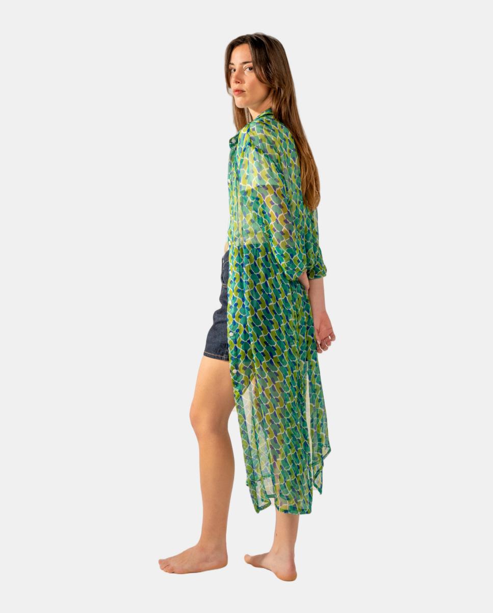 Túnica de Viscose com Estampado Geométrico Verde-2