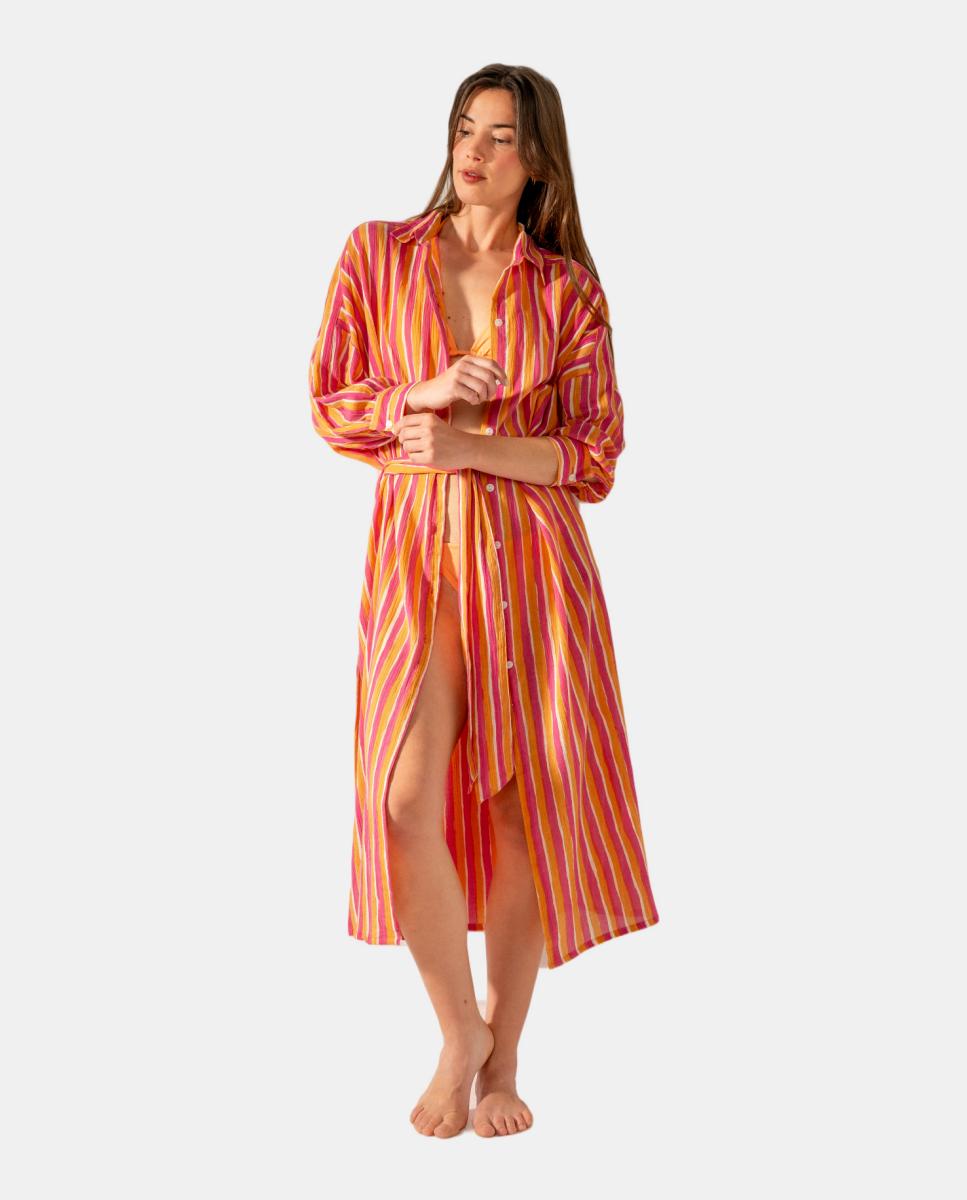 Imagem 0 de Túnica de Viscose com Estampado às Riscas
