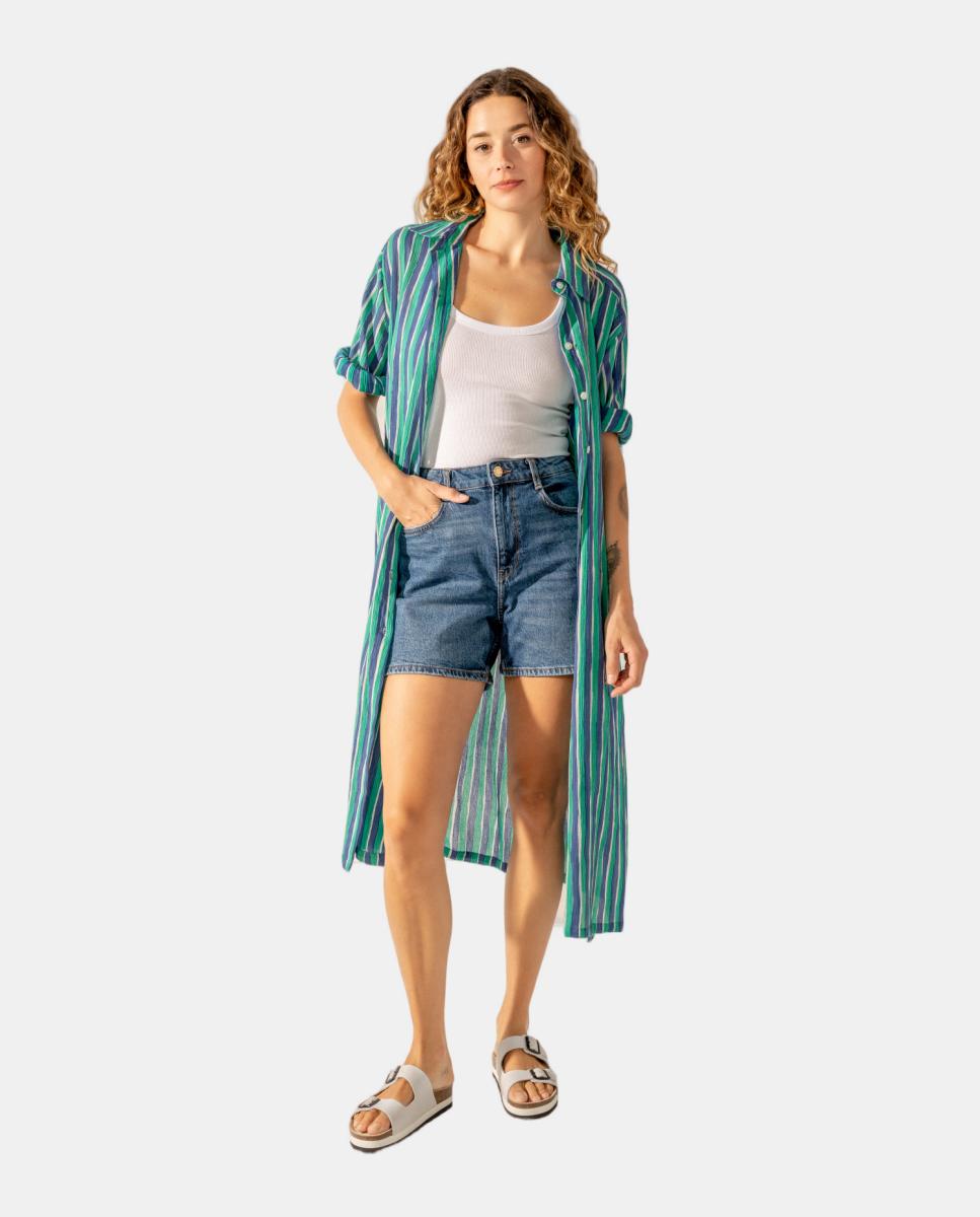 Imagem 0 de Túnica de Viscose com Estampado às Riscas