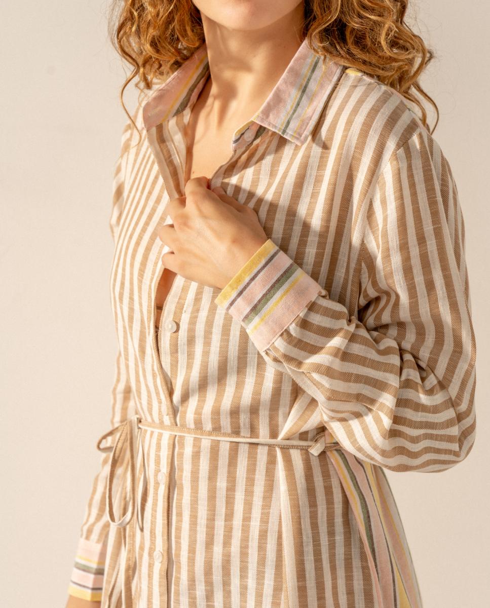 Túnica de Viscose com Estampado às Riscas Fúcsia-6