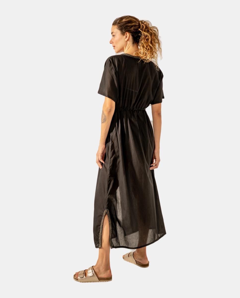 Túnica de Viscose com Detalhes Metalizados Preto-2