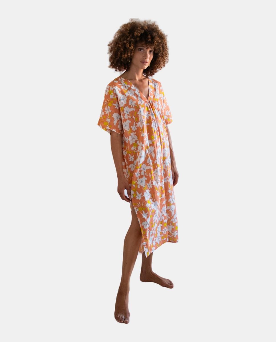 Kaftan de Algodão Salmão-2