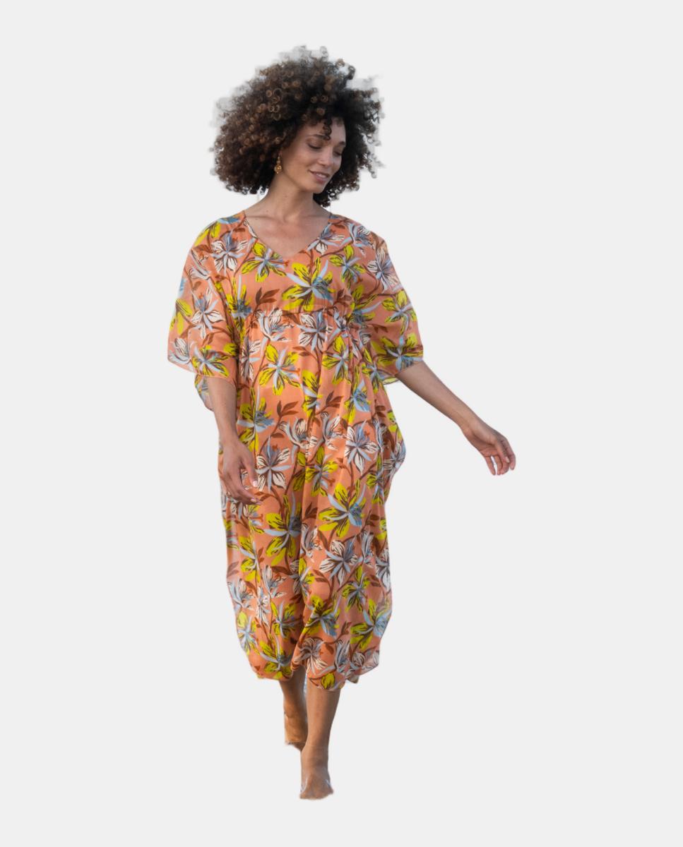 Kaftan de Algodão Salmão-2