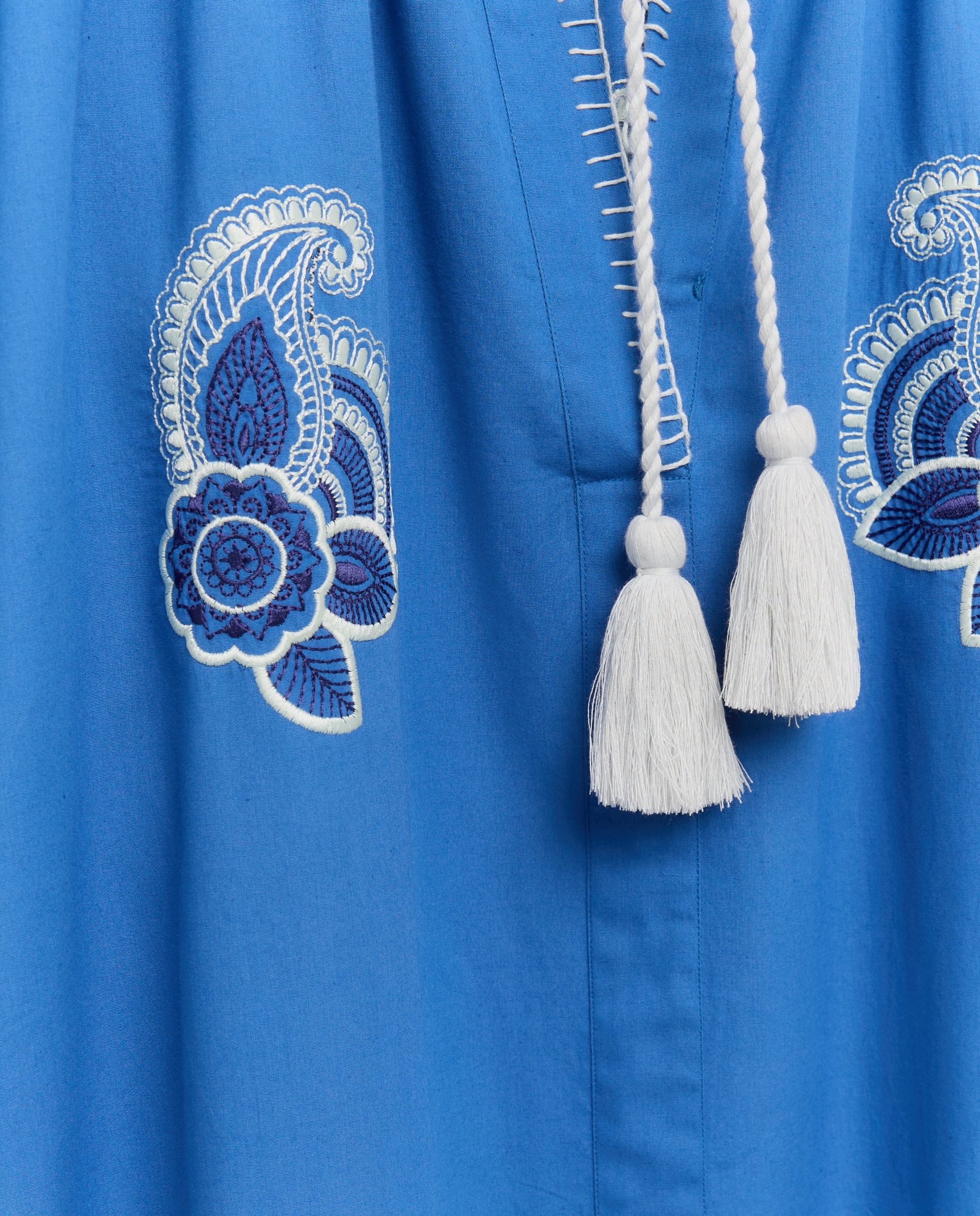 Kaftan de Algodão Azul-4