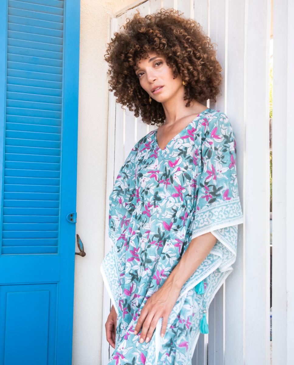 Kaftan de Algodão Ecológico Verde-2