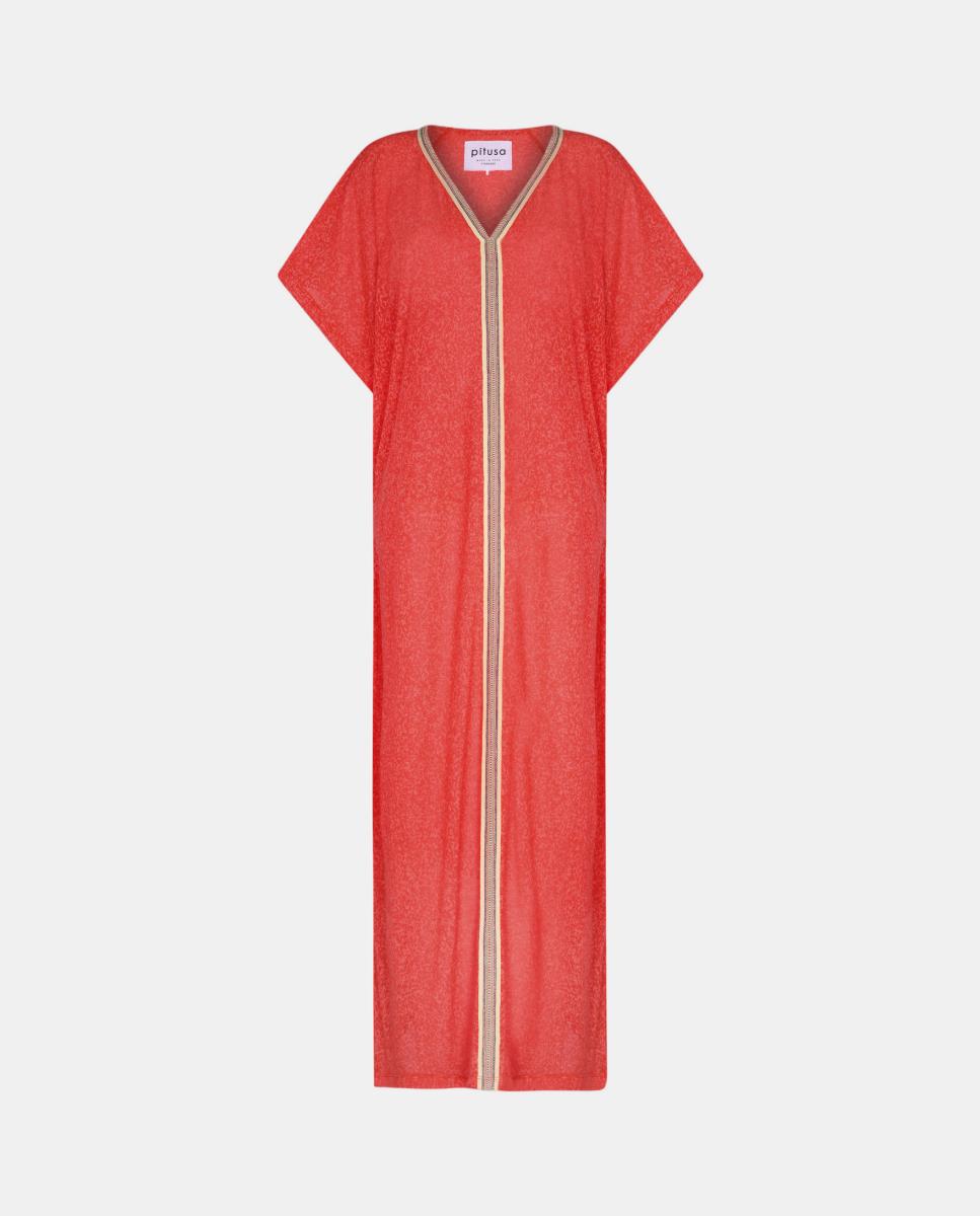 Vestido Comprido de Verão Inca Abaya Vermelho-2