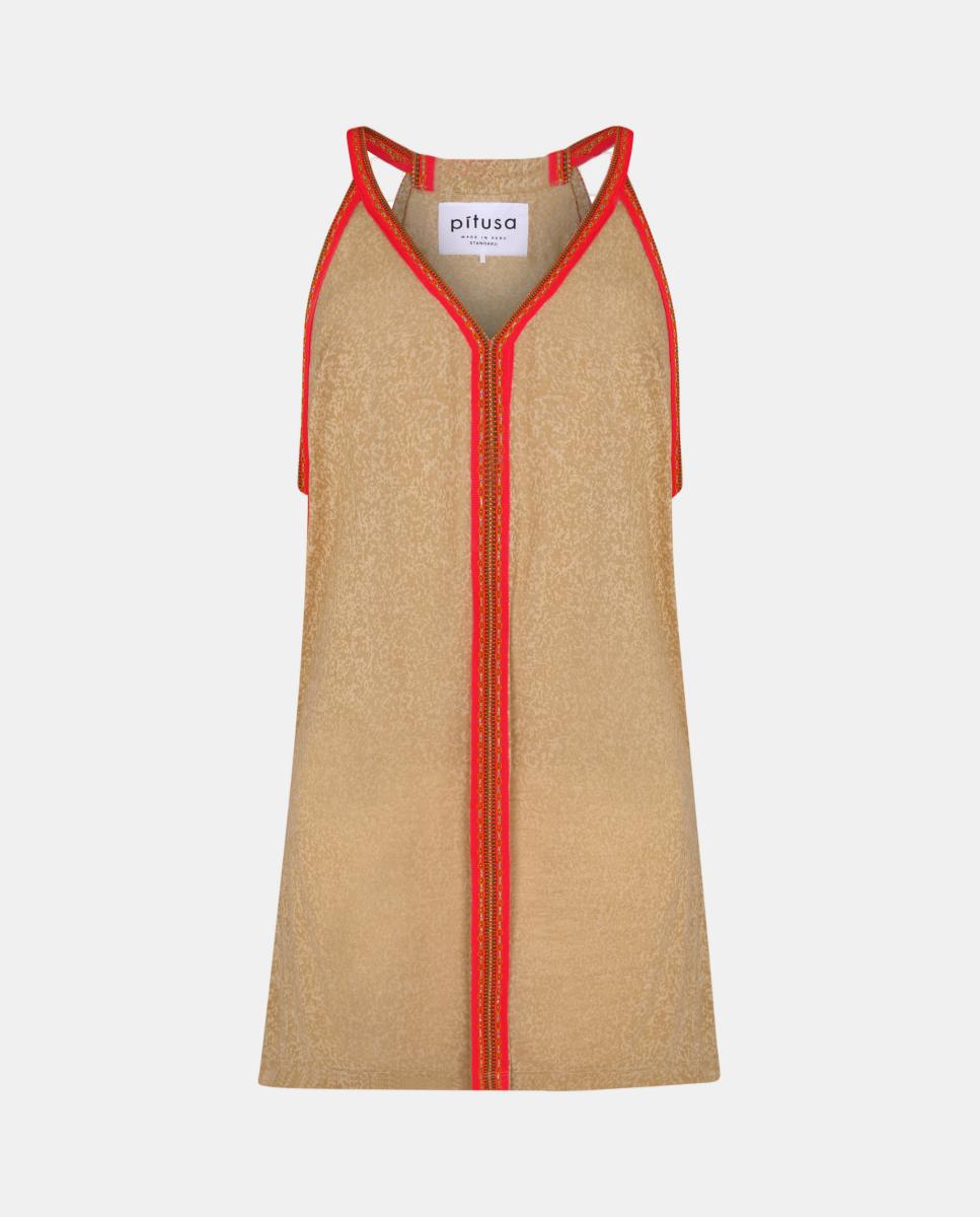 Kaftan de Alças com Detalhe em Contraste - Verde Bege-2