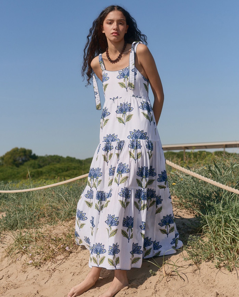 Vestido Lara Azure Flora Azul-5