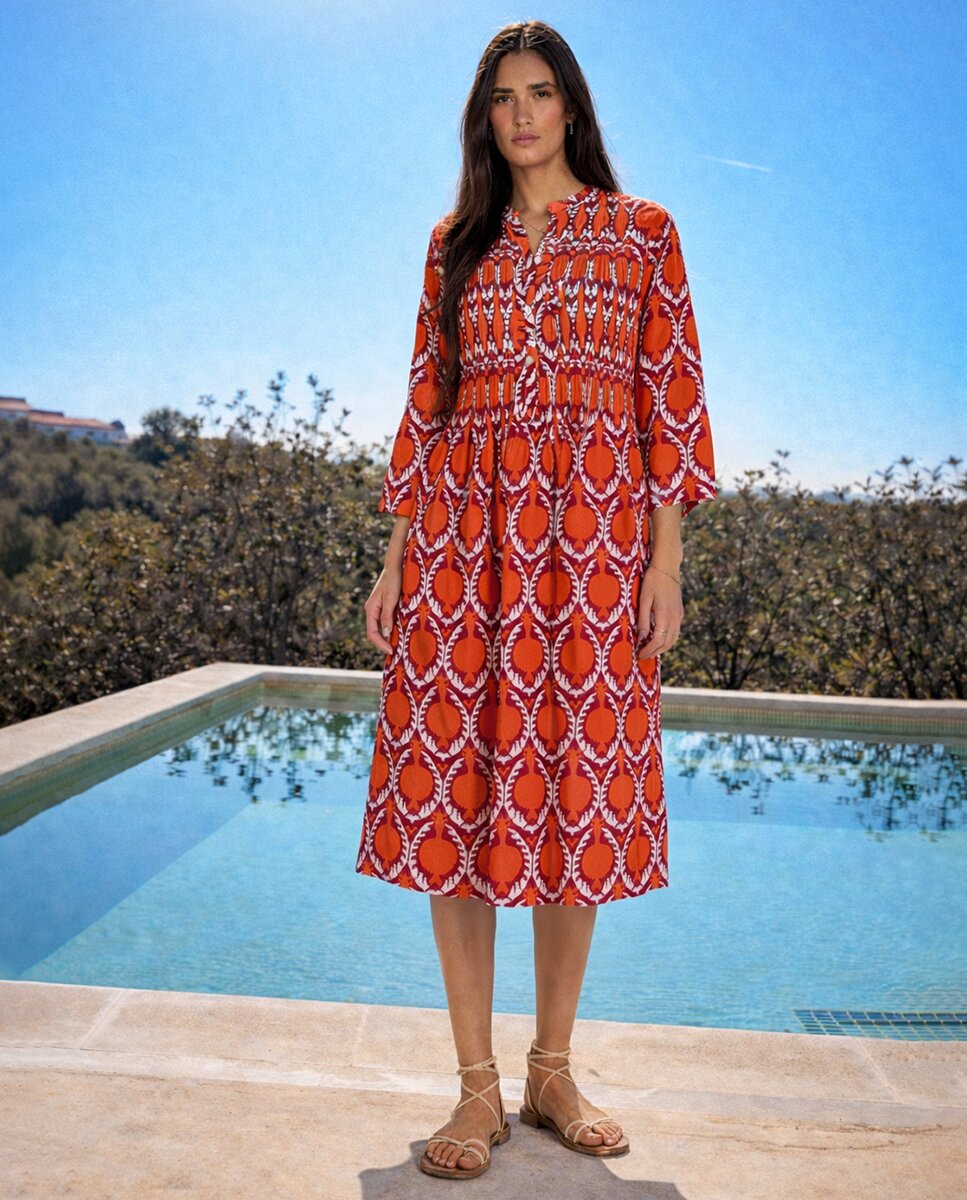 Imagen 0 de Vestido pliegues Anaran naranja