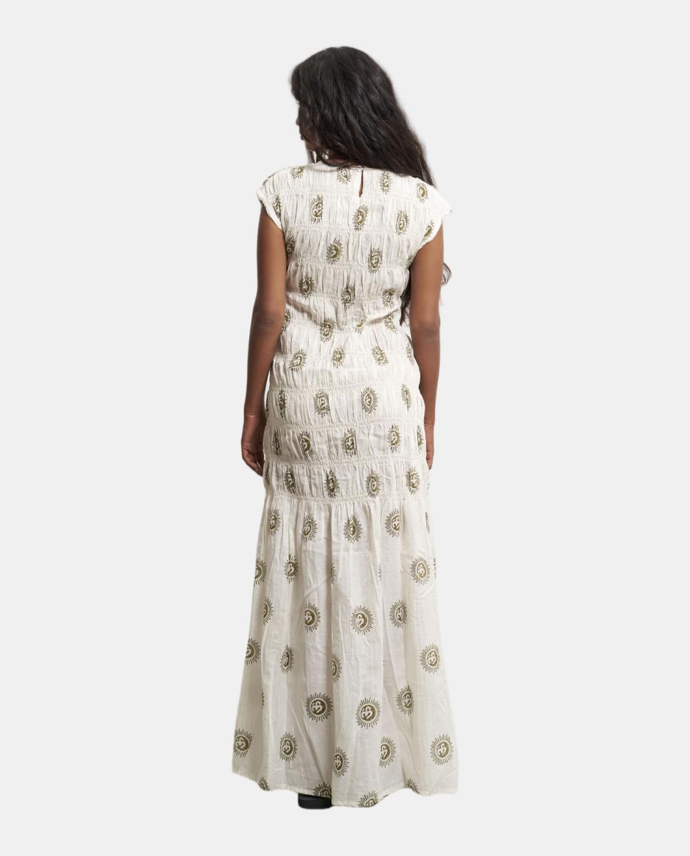 Vestido com Favos de Mel - Branco Branco-2