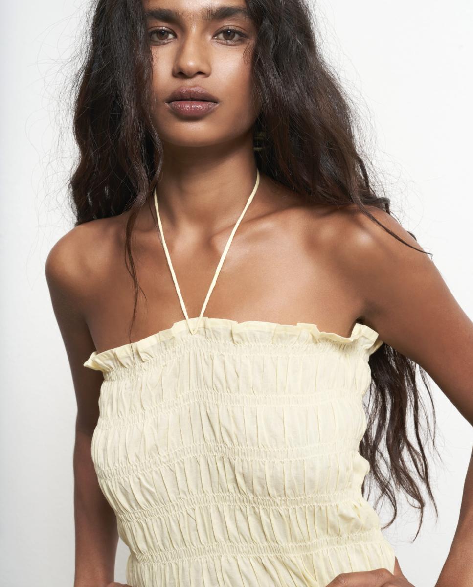 Vestido Par sem Alças - Amarelo Amarelo-2