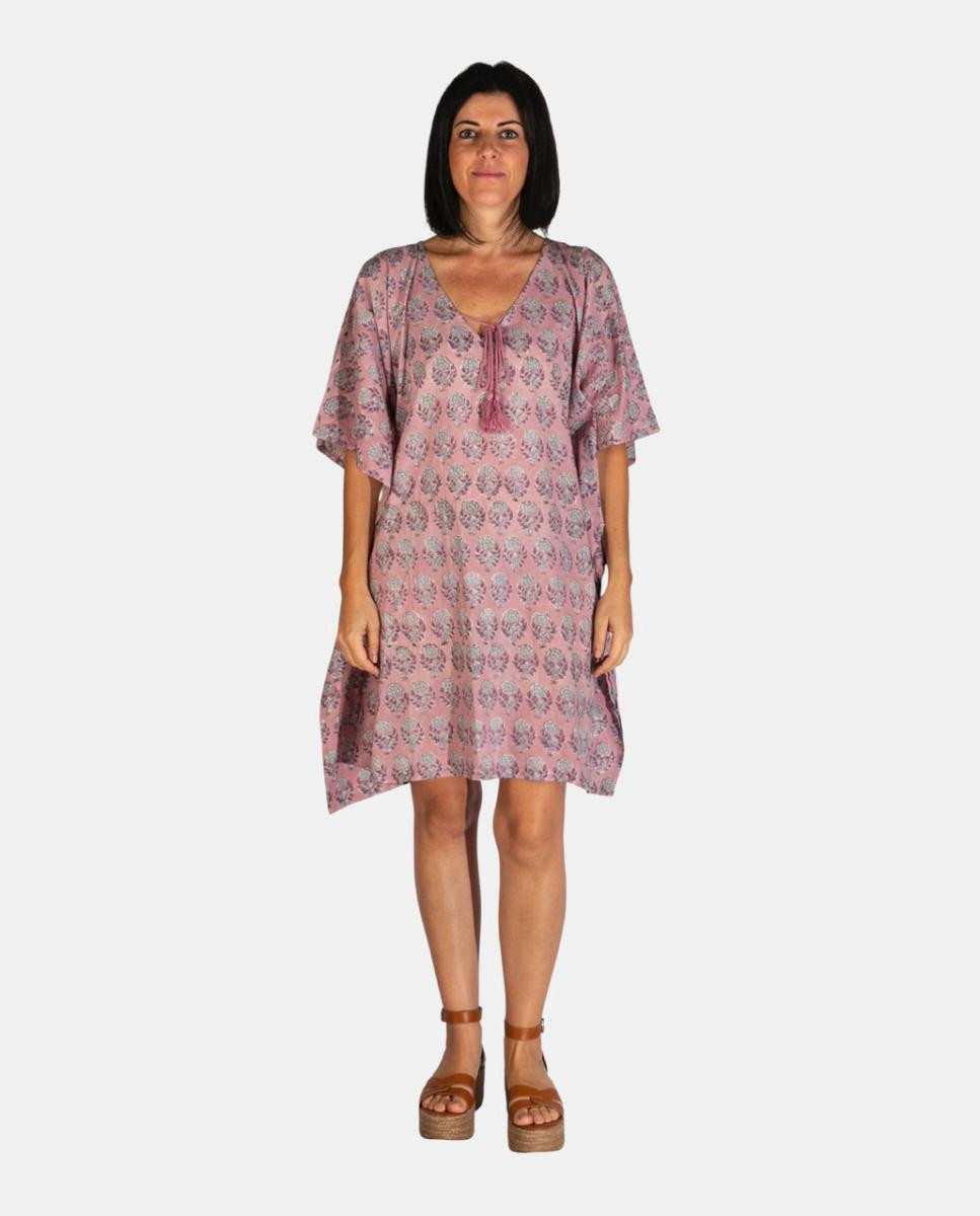 Imagem 0 de Kaftan Curto de Algodão com Manga Larga e Borla no Decote