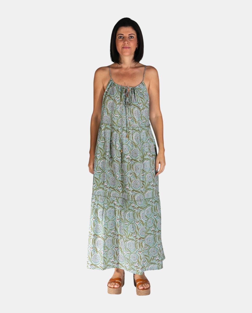 Imagem 0 de Kaftan Comprido de Alças em Algodão com Estampado Botânico