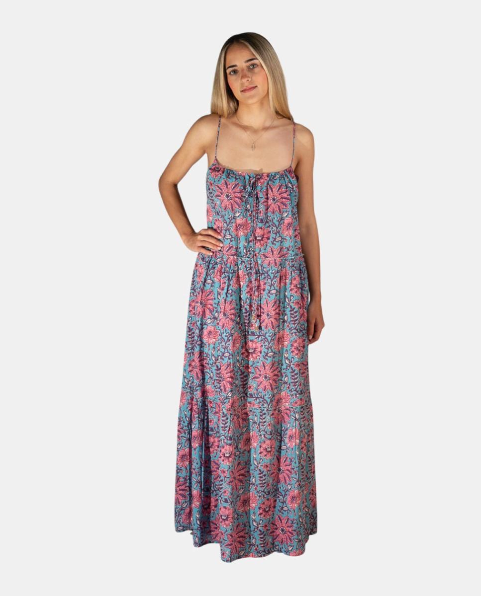 Imagem 0 de Kaftan Comprido de Alças em Algodão com Estampado Botânico