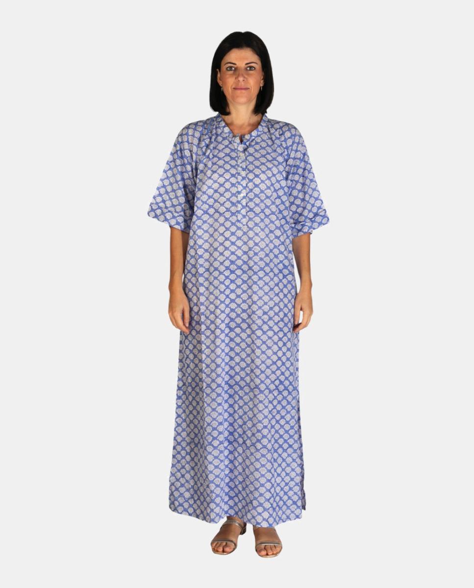 Imagem 0 de Kaftan Comprido de Algodão com Estampado Botânico