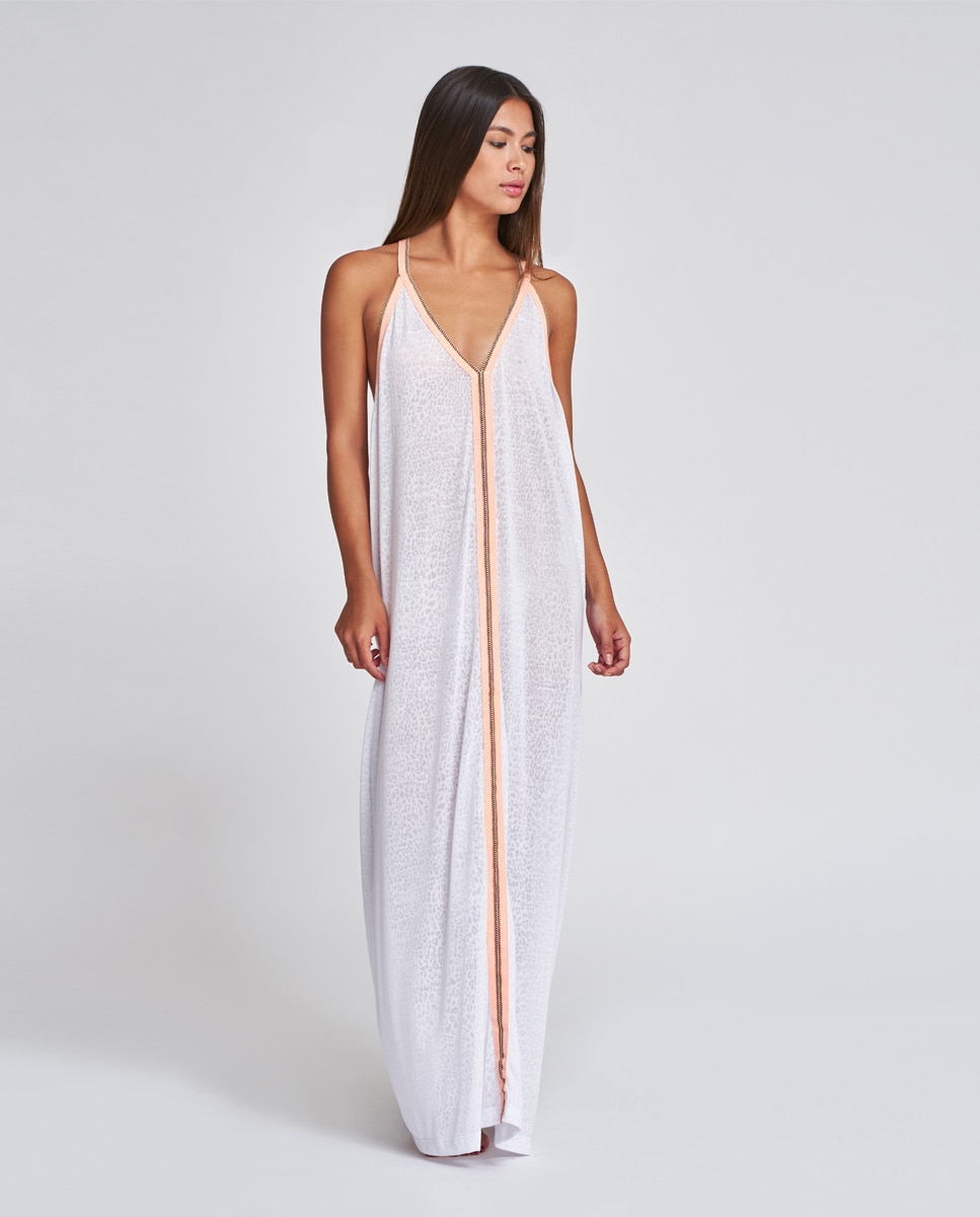 Kaftan Comprido Liso com Borlas - Branco Branco-2