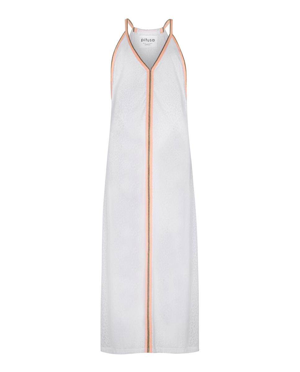 Kaftan Comprido de Alças com Detalhe em Contraste - Branco Branco-2
