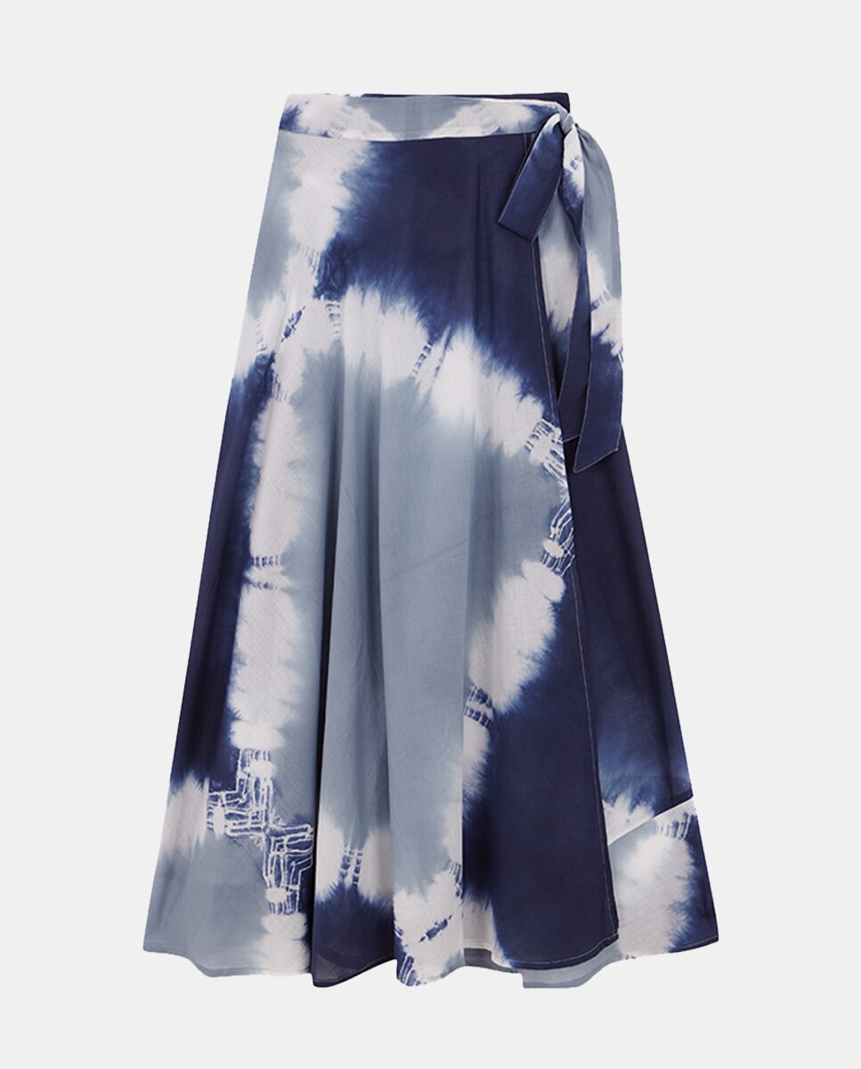 Saia Cruzada Tie Dye - Azul Azul-marinho-3