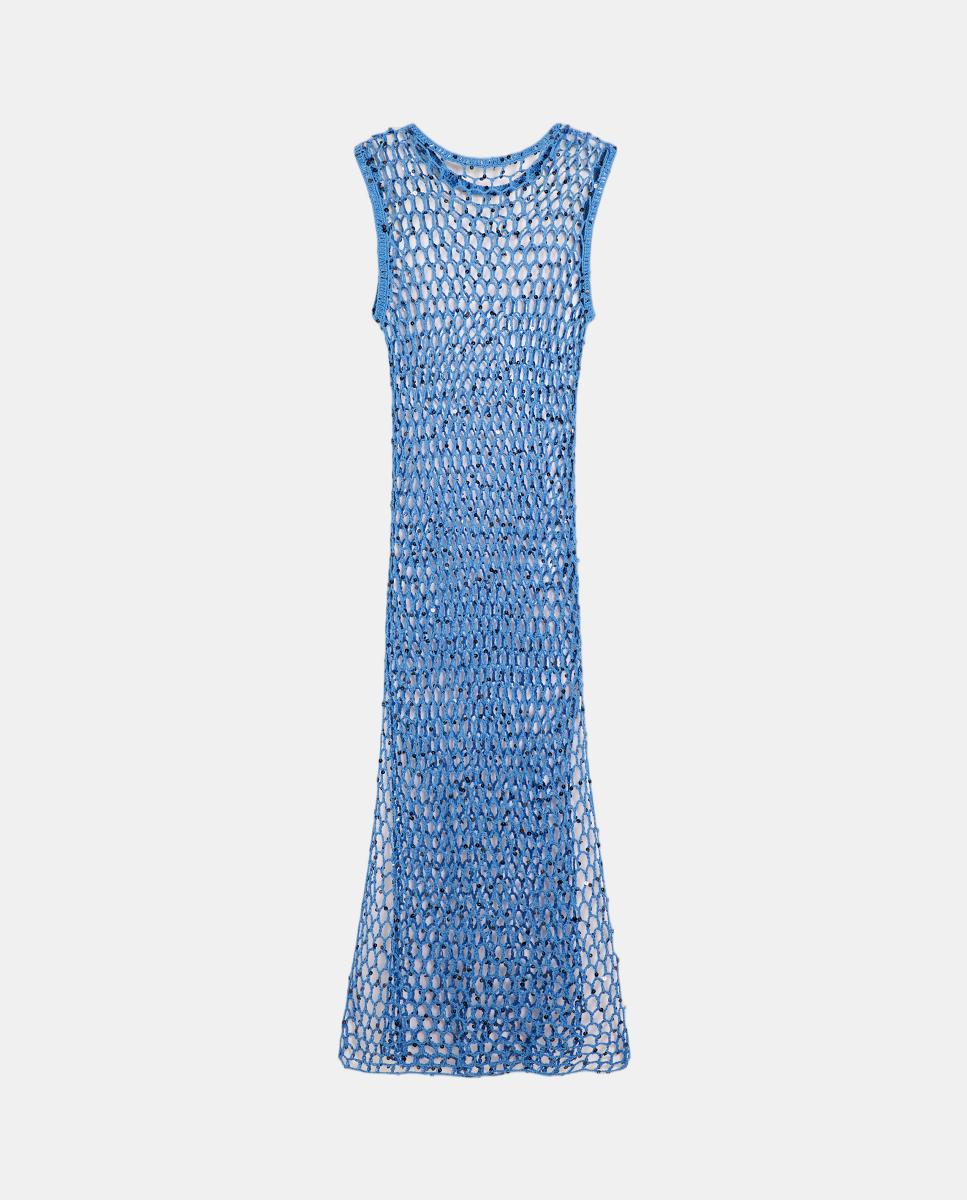 Páreo Tipo Vestido de Rede com Lantejoulas Azul-2