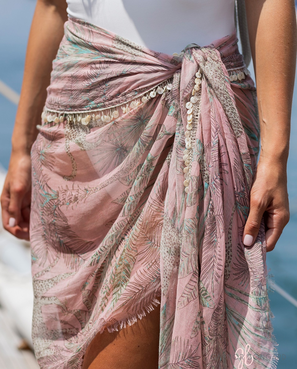 Estola com Estampado e Debruado Rosa-4