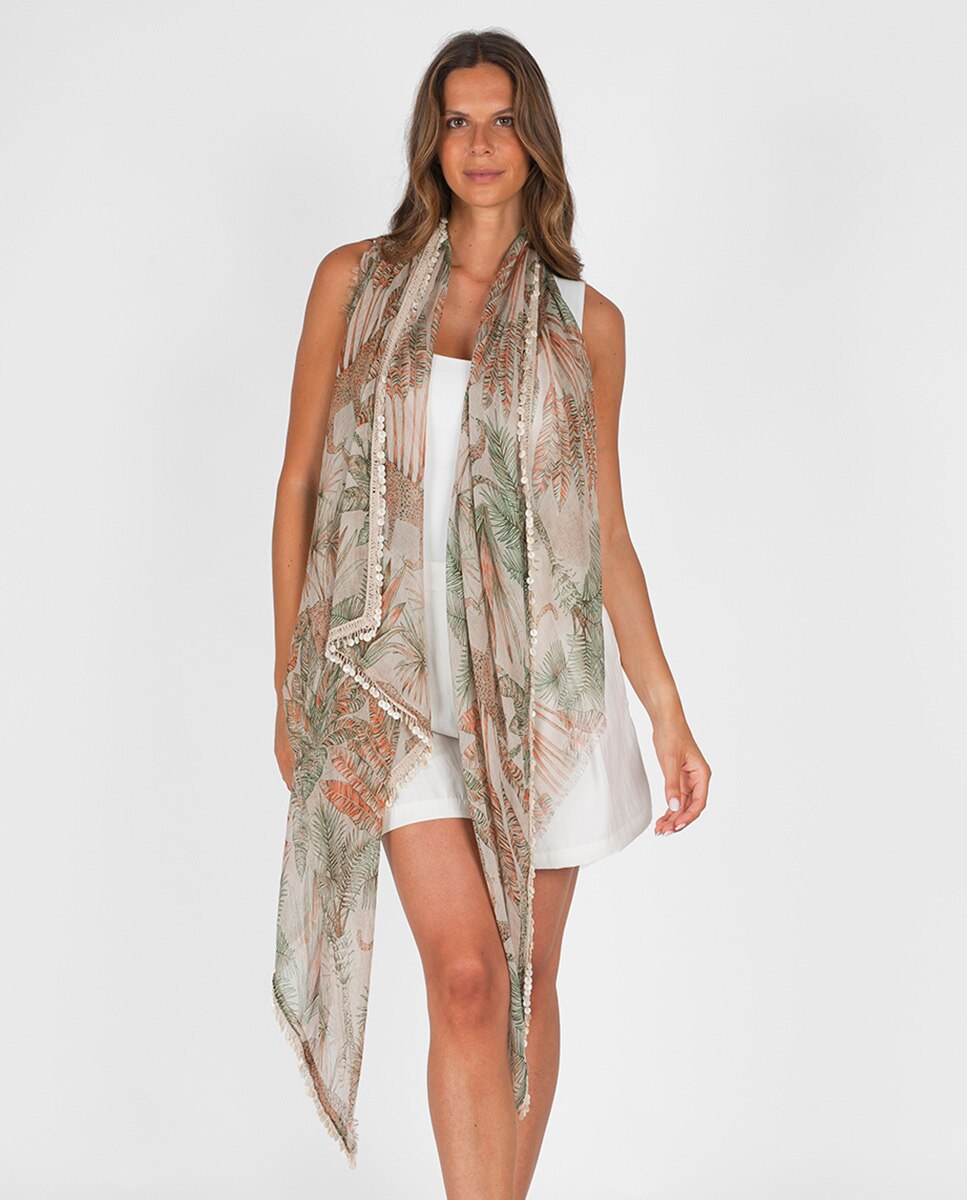 Estola com Estampado e Debruado Natural-2