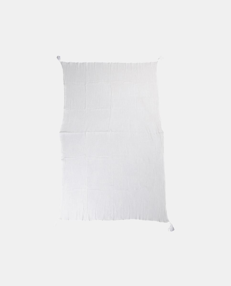 Páreo de Algodão Texturizado Liso com Borlas nos Cantos Branco-2