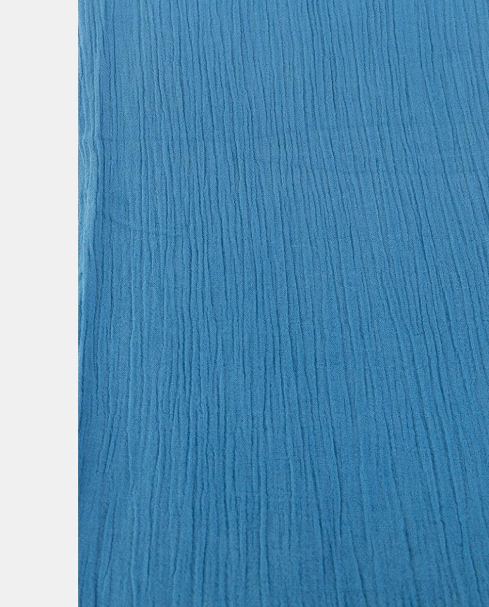 Páreo de Algodão Texturizado Liso com Borlas nos Cantos Azul-3