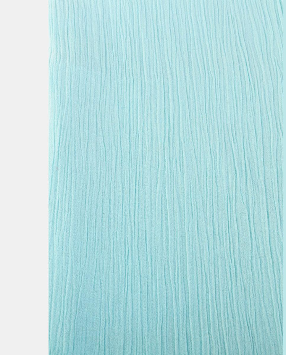 Páreo de Algodão Texturizado Liso com Borlas nos Cantos Verde Água-3
