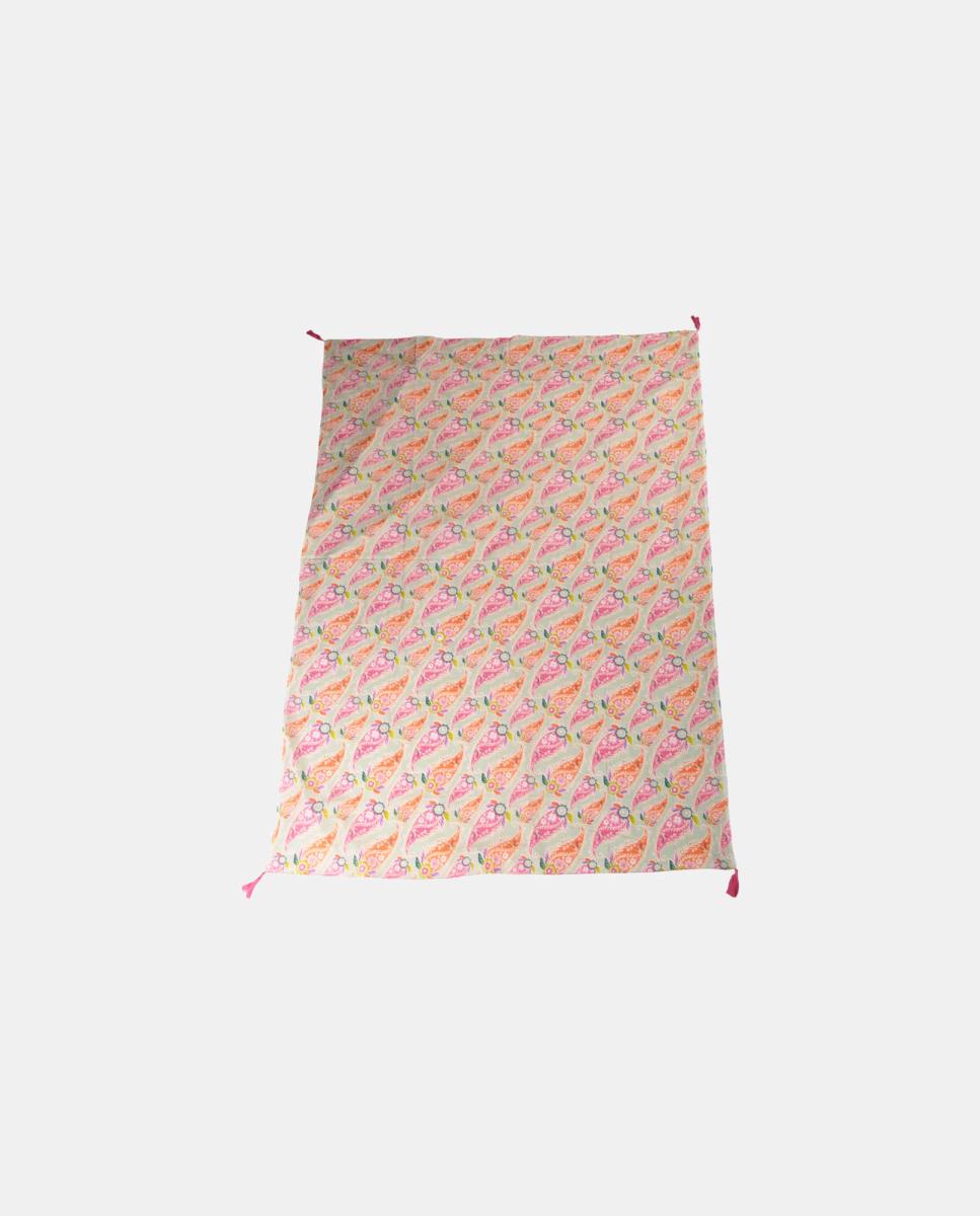 Páreo de Algodão com Estampado Paisley e Borlas nos Cantos Verde-claro-2