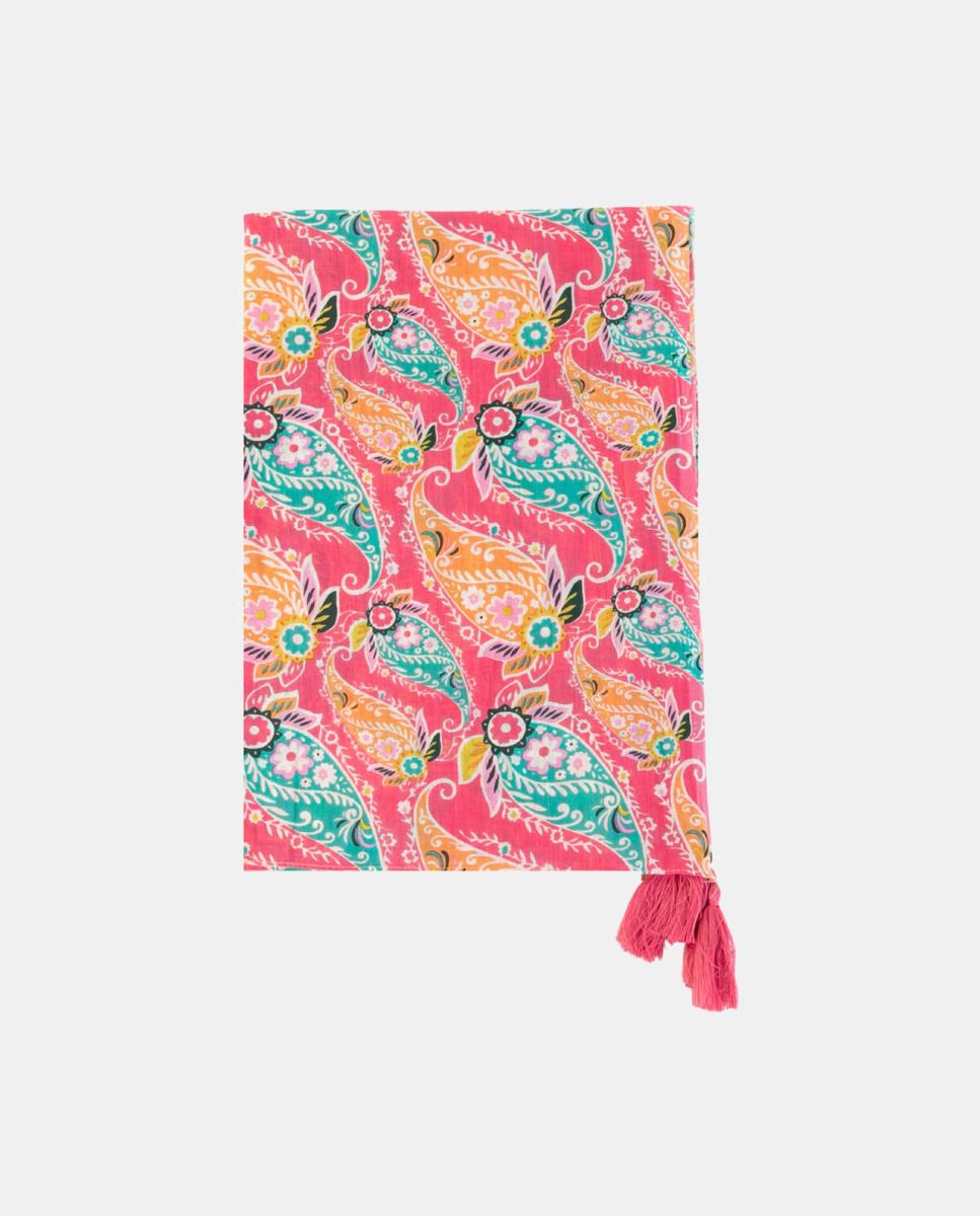 Imagem 0 de Páreo de Algodão com Estampado Paisley e Borlas nos Cantos