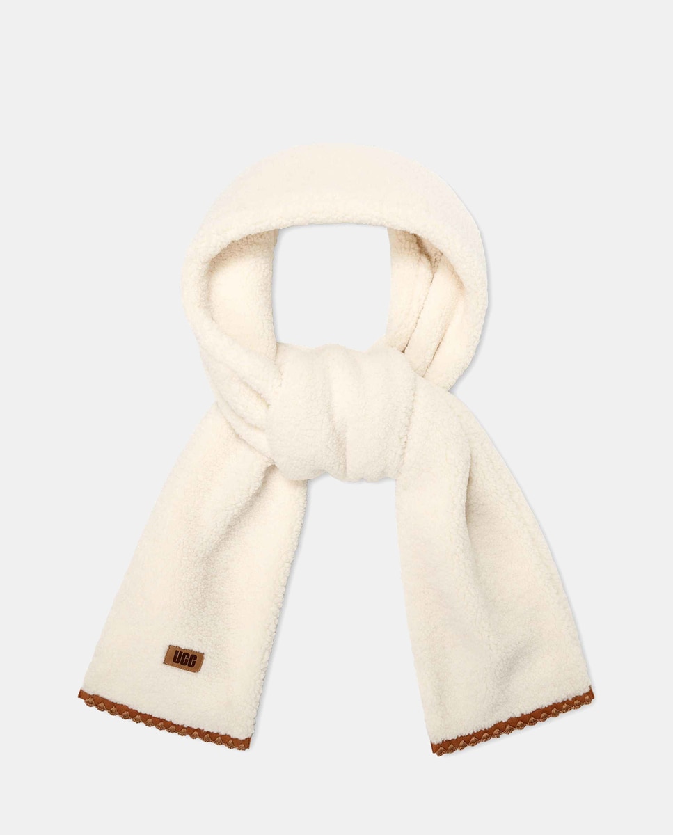 Cachecol de Pelo de Borrego com Festões Bege-1