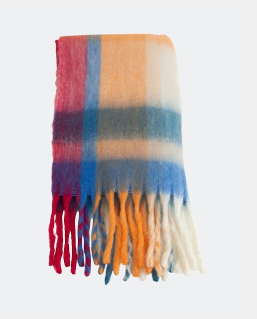 Imagem 0 de Cachecol Retangular de Lã às Riscas e Quadrados